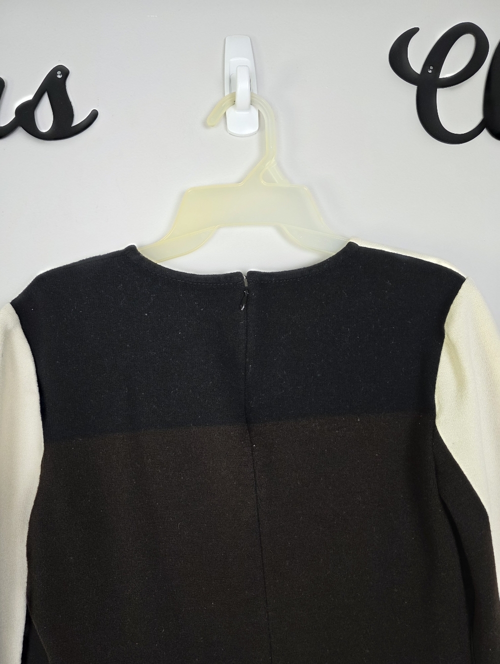 St John Wool blend brown black and white color block sheath dress size 8 - Picture 6 of 10